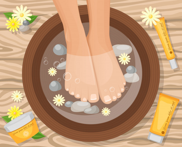 foot care tip- to soak in lukewarm water