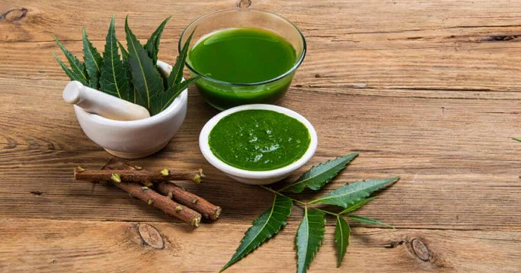 mixture of neem on the skin